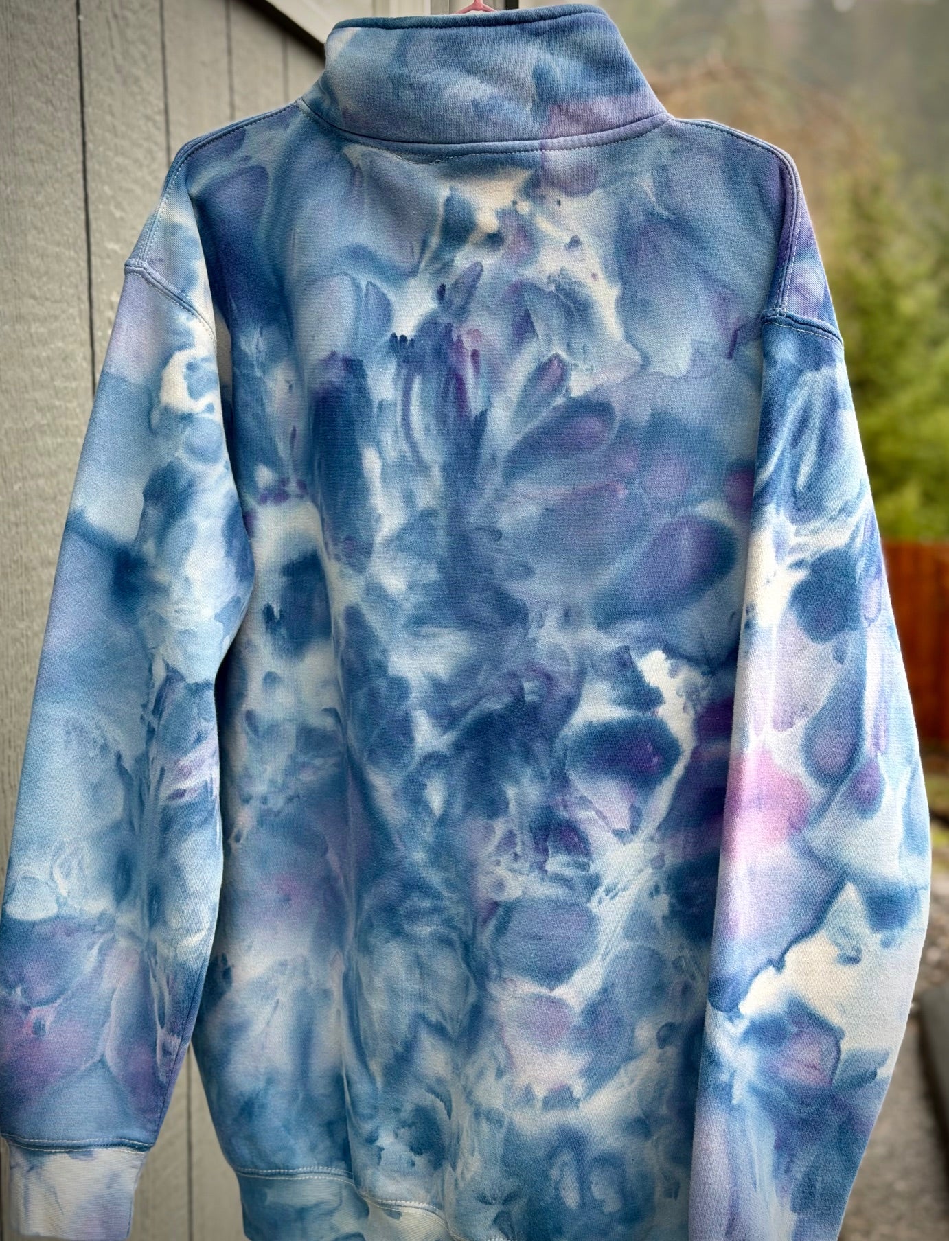 Hand-Dyed 3/4 Zip Sweatshirt -Blue moon Colorway