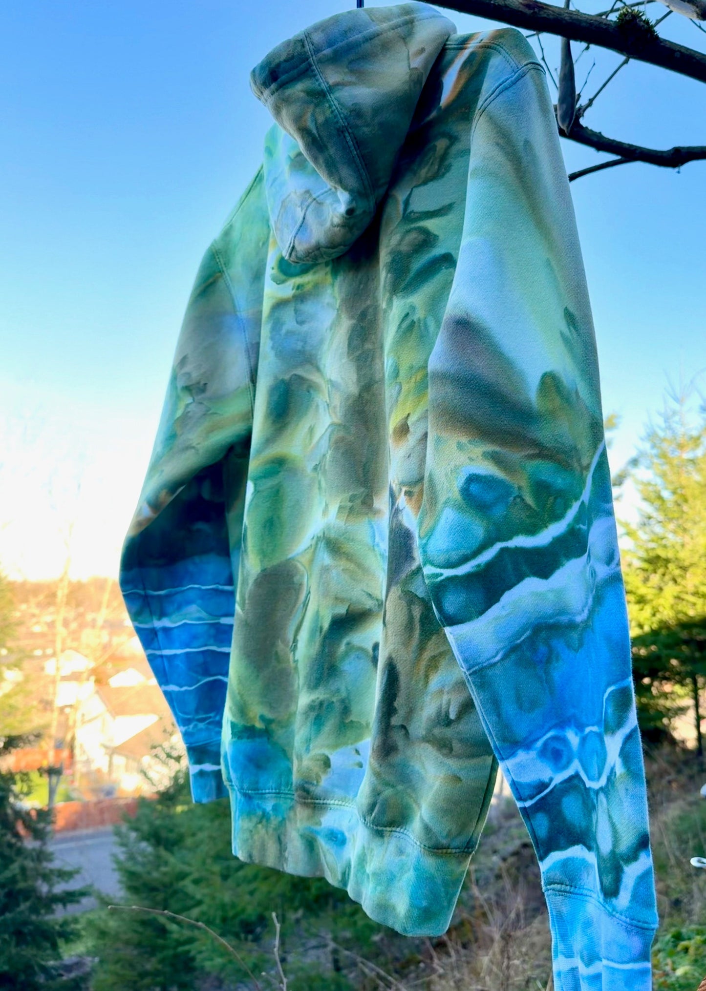 Hand-Dyed Zip -Up Hoodie/Standard Hoodie/Crewneck - Evergreen Colorway
