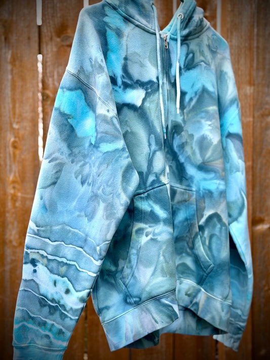 Hand-Dyed Zip -Up Hoodie/Standard Hoodie/Crewneck - Deep Water Colorway