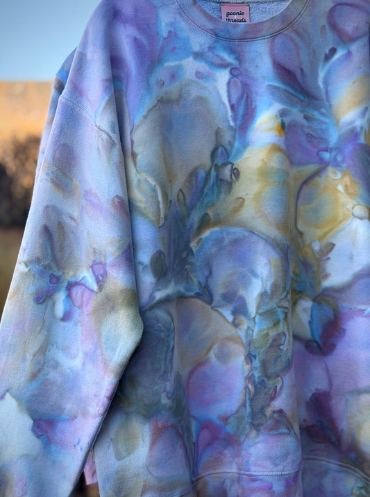 Hand-Dyed Crew Neck Sweatshirt -Herringbone Colorway