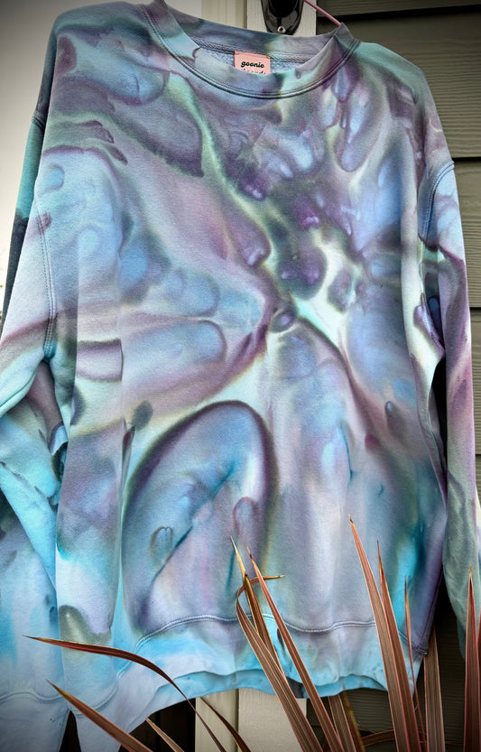 Hand-Dyed Crew Neck Sweatshirt -Moonshadow Colorway