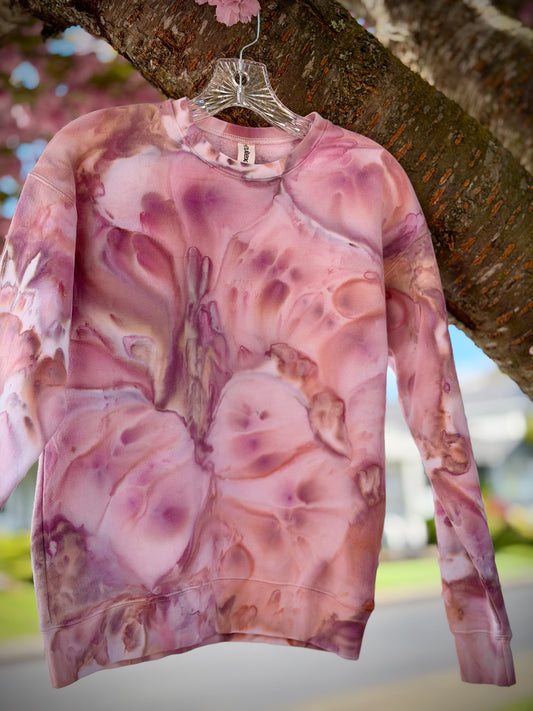 Hand-Dyed Crew Neck Sweatshirt -Sakura Colorway